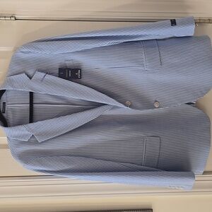 STAFFORD BRAND MEN'S BLUE STRIPES SPORT COAT JACKET BLAZER SIZE 42 REGULAR